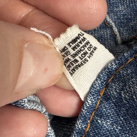 Vintage Denim Chore Jacket Shacket Women LARGE Blue Jean Barn Workwear Destroyed - Picture 10 of 11